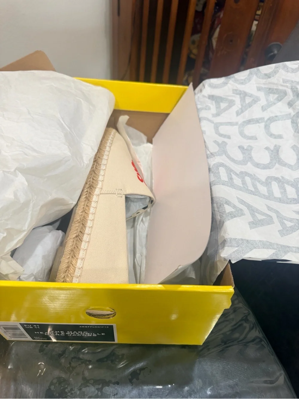 Marc Jacobs Natural Canvas Espadrilles with Red Logo